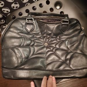 Vegan Leather Bag w/ Spider and Web Detail